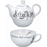 V&amp-A Alice in Wonderland Juego de tetera y taza en caja de regalo- Porcelana